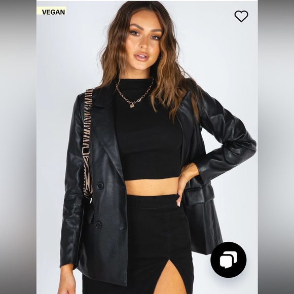 Princess Polly ELLEN FAUX LEATHER BLAZER - Picture 2 of 9